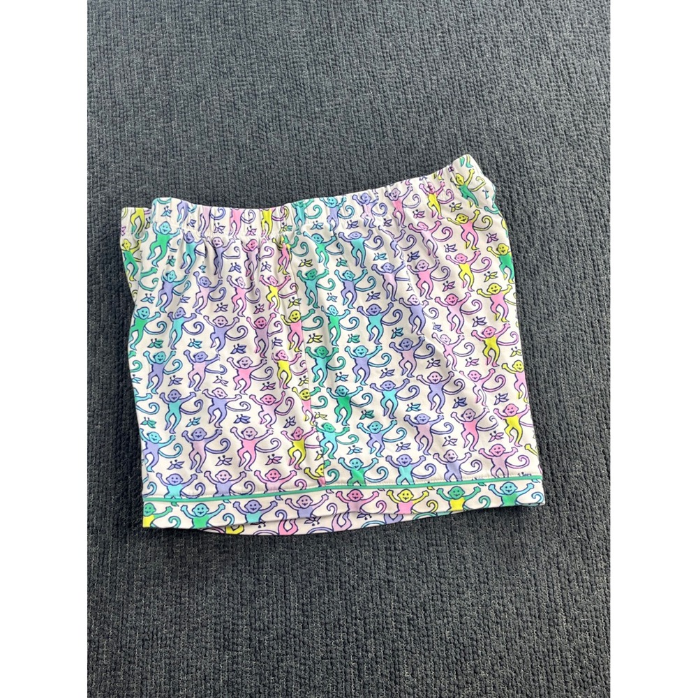 Roller Rabbit Monkey Print Pajama Set XL Multi Color Pima Cotton Short Sleeve - Picture 6 of 10